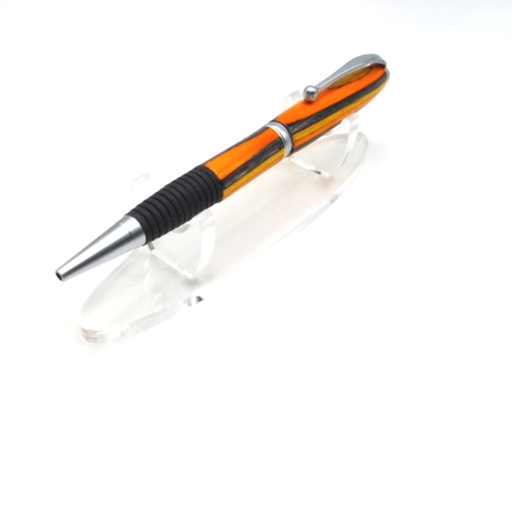 Hand Crafted Laminated Wood With Rubber Grip and Chrome Fittings Writing Pen